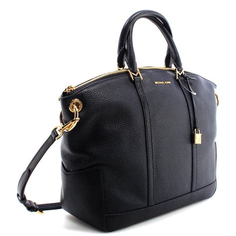 michael kors black leather vivienne satchel|black Michael Kors satchel.